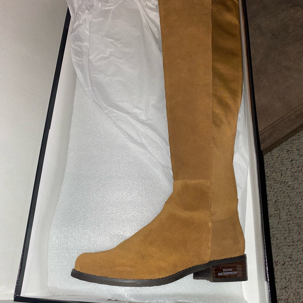 Blondo Velma waterproof knee high suede boots, new with tags. Camel suede, 6.5